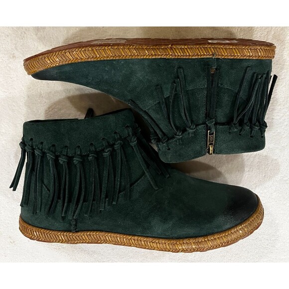 UGG Shenandoah Pine Suede Fringe Boho Western Ankle Boots Size 8.5 Green NEW NIB - Picture 8 of 16